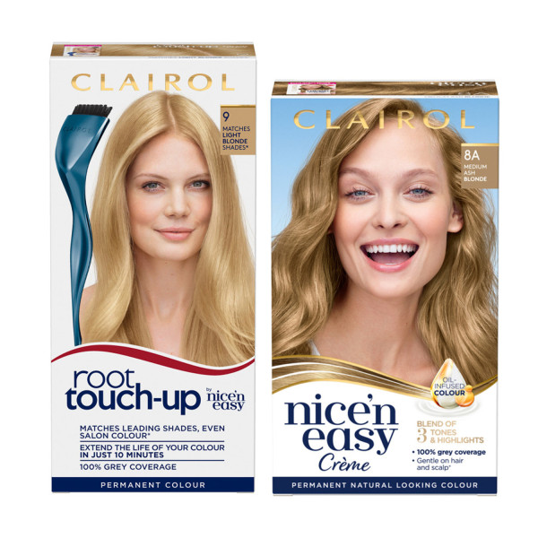 Clairol Root Touch-Up 9 Light Blonde + Nice'n Easy 9A Light Ash Blonde